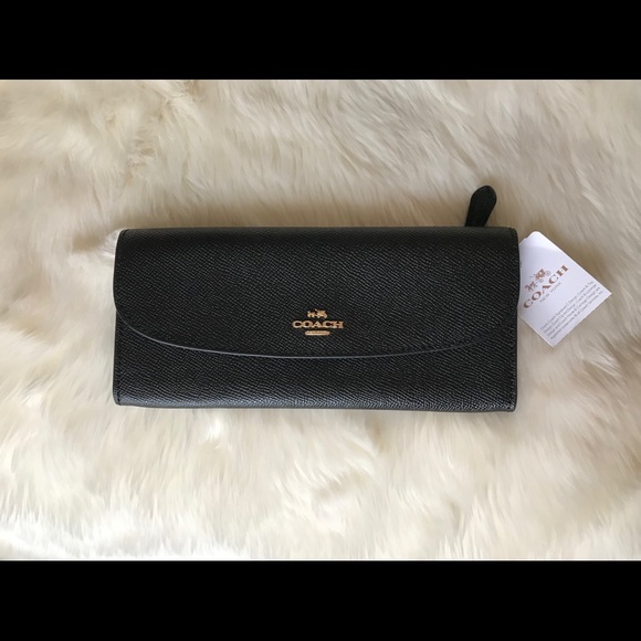 SOLD - NWT Black Coach Slim Envelope Wallet - Picture 3 of 6